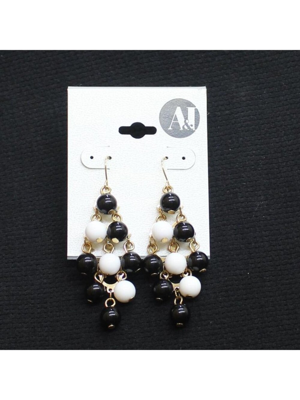 NWT A & I Beaded Cascade Chandelier Cluster Dangly Earrings Gold Multi 2.5"